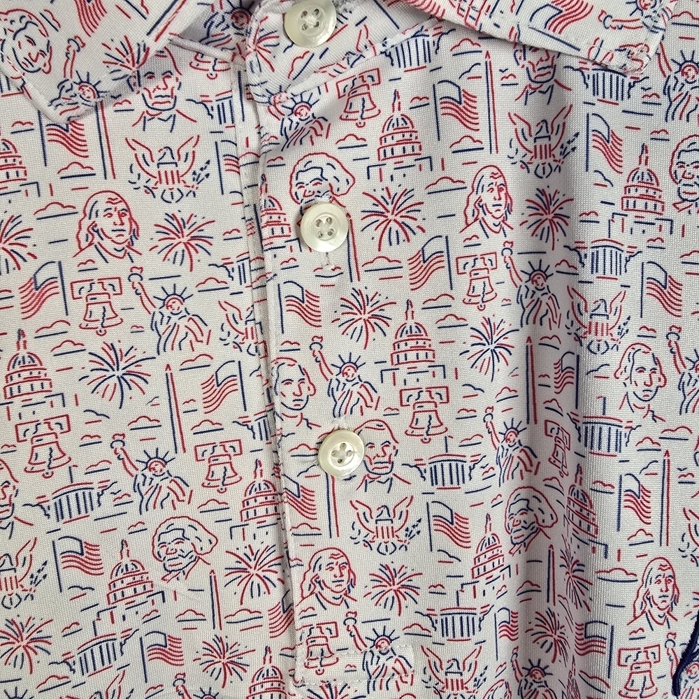 NWOT RHOback Mens Polo Shirt USA Patriotic President Print Golf Casual XXXL - Picture 5 of 10
